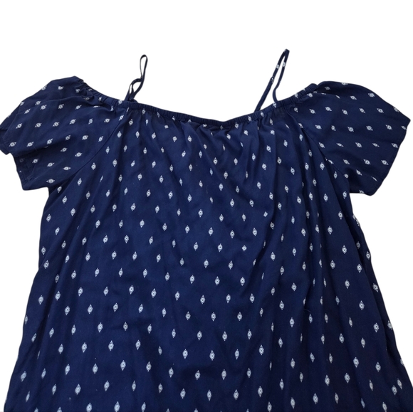 Old Navy navy/white print spaghetti strap/sleeveless dress, L. EUC. - Picture 3 of 5